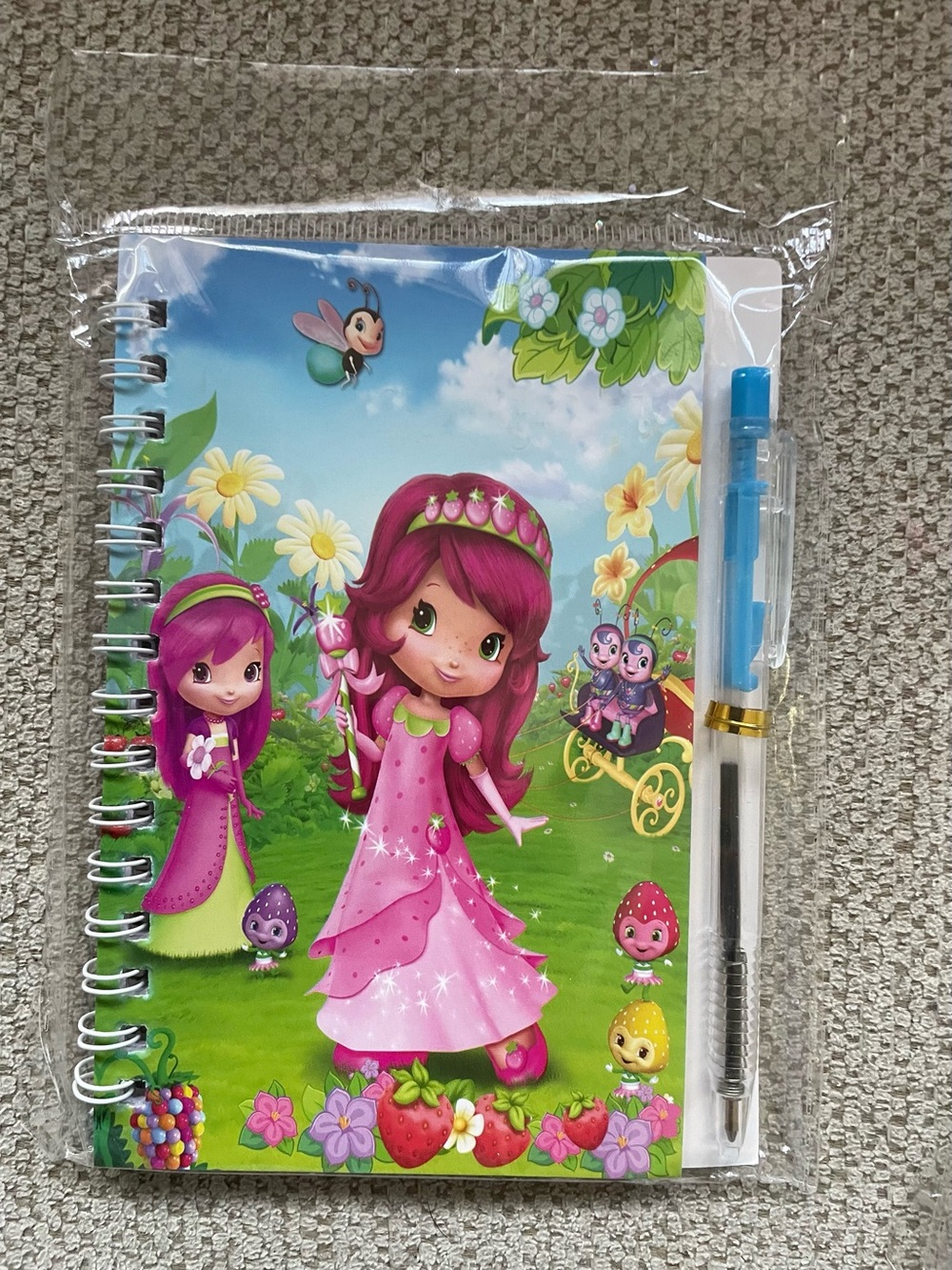 Pink Strawberry Princess Spiral Journal with Pen